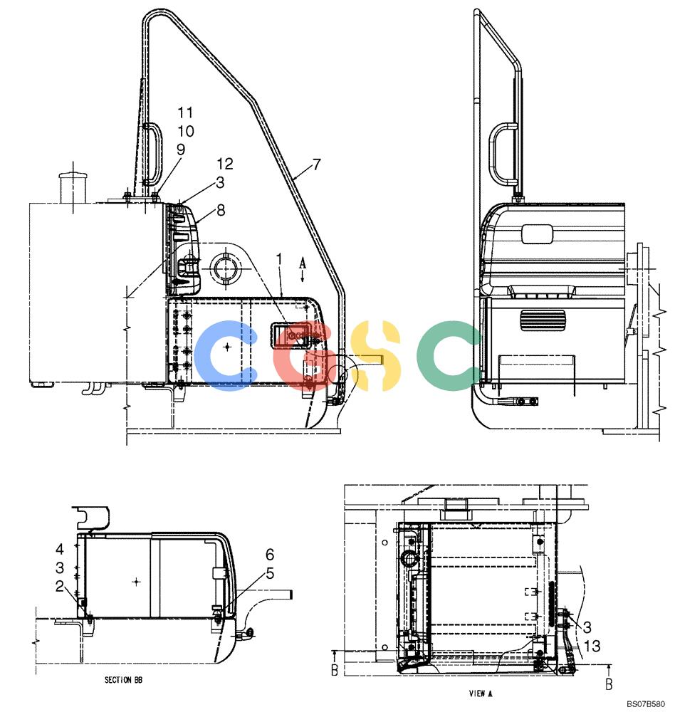 纽荷兰零件查询(E175B) - CRAWLER EXCAVATOR TIER 3 (NA) - N7DA16301 - (5/07-) (02-59-02[00]) - GUARD INSTALLATION, (TOOL BOX) (PATTERN CHANGER) (YB21C00015F1) New Holland Constructuion
