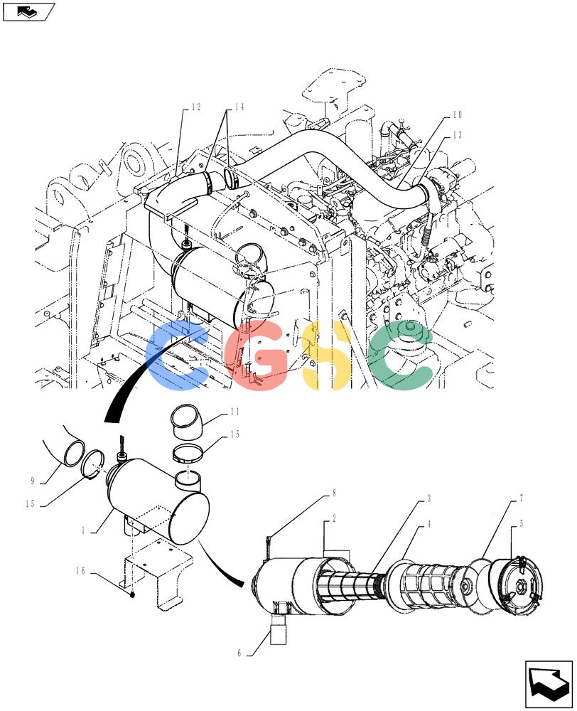 纽荷兰零件查询(E135BSRLC) - CRAWLER EXCAVATOR ASN YH06-08001 (01-010[00]) - AIR CLEANER ASSEMBLY New Holland Constructuion