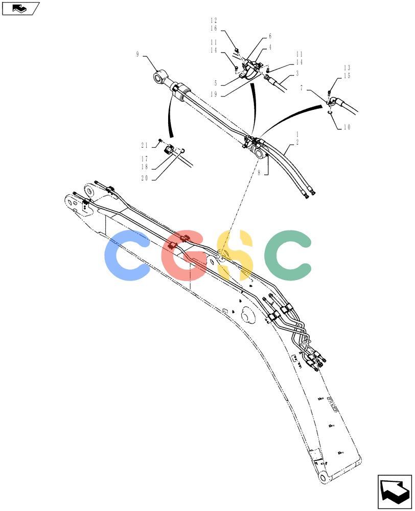 纽荷兰零件查询(E135BSRLC) - CRAWLER EXCAVATOR ASN YH06-08001 (03-017[00]) - HYDRAULIC LINES, CYLINDER (ARM) New Holland Constructuion