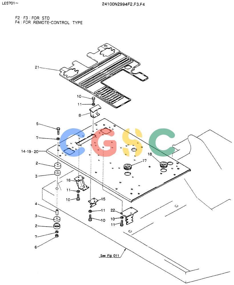 神钢零件查询(K903C) - EXCAVATOR ASN LE5701 (1/87-12/03) (01-006) - PLATE ASSY, FLOOR, P/N 24100N2994F2, F3, F4 Kobelco