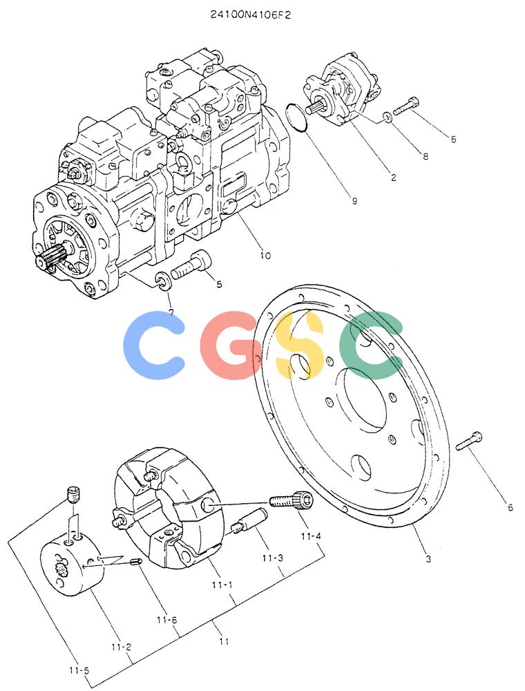 神钢零件查询(K904L) - MARK II EXCAVATOR BTW LX1501 - LX1525 (1/88-12/03) (05-003) - PUMP ASSY, CONNECT Kobelco
