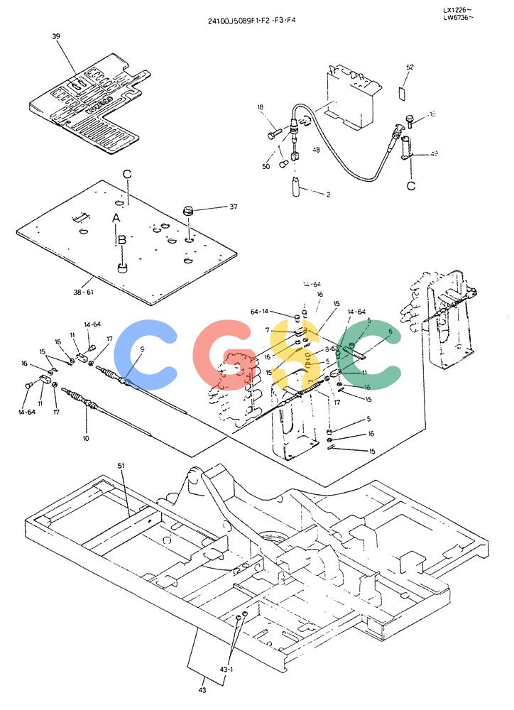 神钢零件查询(K904DL) - EXCAVATOR ASN LX1201 (1/84-12/03) (03-016[02]) - CONTROL ASSY (FOR EXPORT) P/N 24100J5089F1 Kobelco