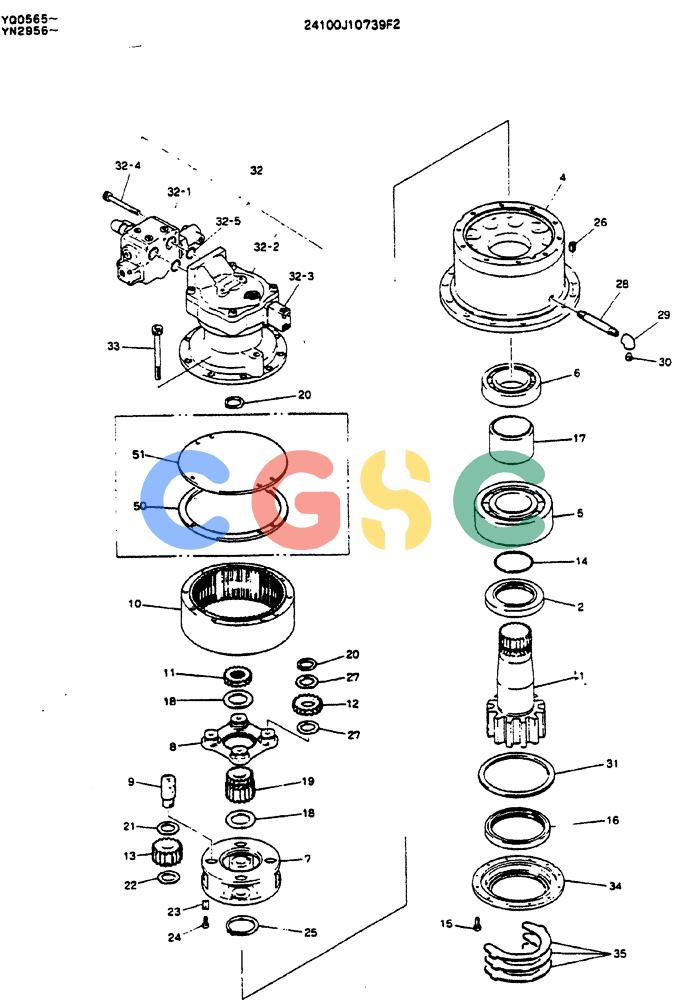 神钢零件查询(MD200BLC) - EXCAVATOR ASN YQ0565 (1/80-12/06) (01-003) - MOTOR ASSY, SWING Kobelco