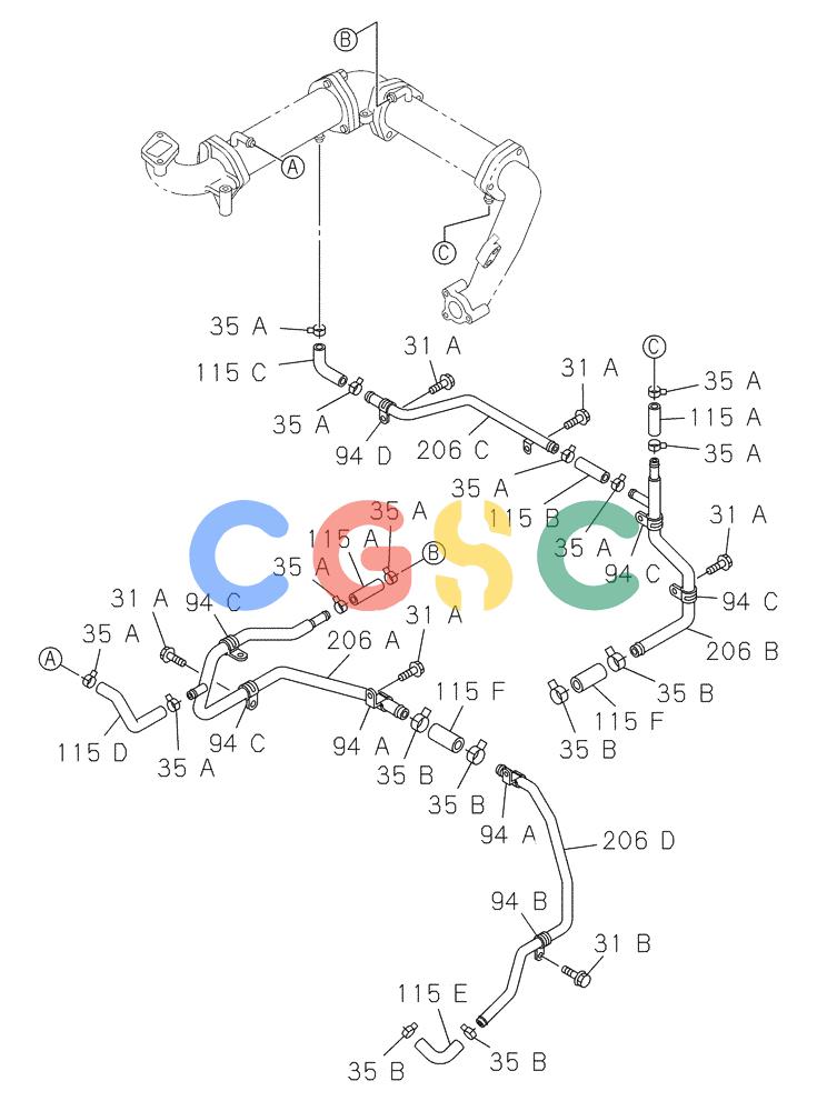 纽荷兰零件查询(E805) - CRAWLER EXCAVATOR TIER 3 (7/06-) (02-032-02[01]) - ENGINE WATER CIRCUIT New Holland Constructuion