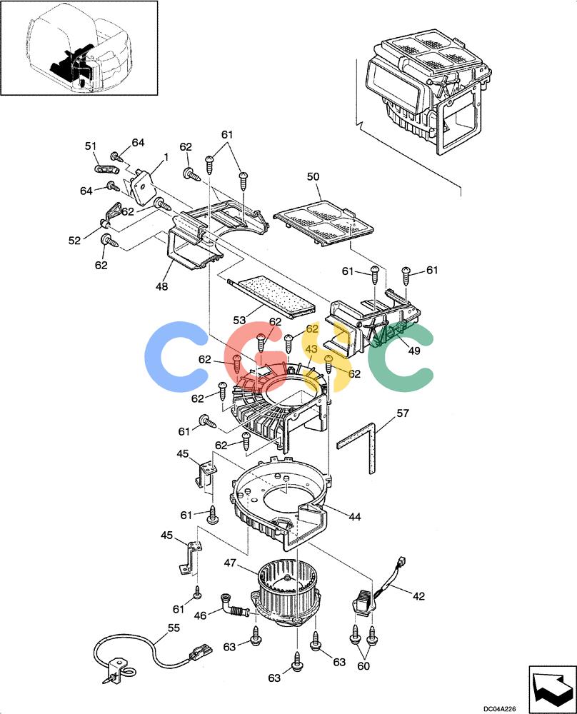 纽荷兰零件查询(EH130) - CRAWLER EXCAVATOR (3/04-) (09 -42[00]) - AIR CONDITIONER ASSY (YT20M00004F1, F2) New Holland Constructuion