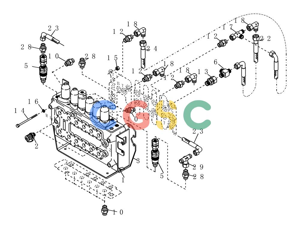 纽荷兰零件查询(EC215) - CRAWLER EXCAVATOR (11/99-) (23.611[002]) - CONTROL BLOCK MOUNTING PARTS (S/N 721501-721661) New Holland Constructuion