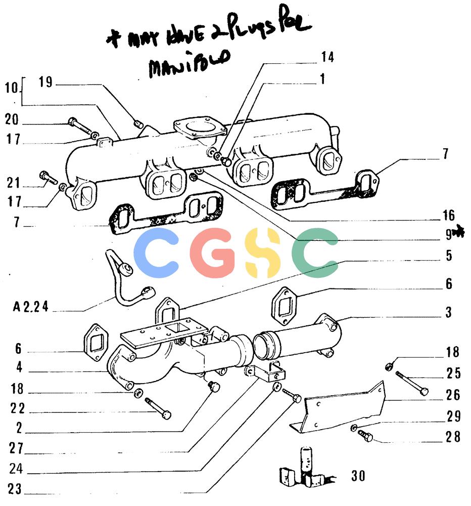 纽荷兰零件查询(FL14E) - CRAWLER LOADER (A2.54[001]) - INTAKE AND EXHAUST MANIFOLDS New Holland Constructuion