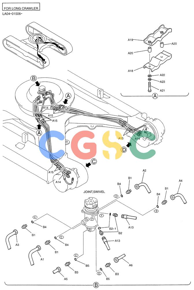 纽荷兰零件查询(E200SRLC) - CRAWLER EXCAVATOR BTW LA04-01506 - LA04-01625 (02-018[01]) - HYD LINES, LOW (FOR LONG CRAWLER) New Holland Constructuion