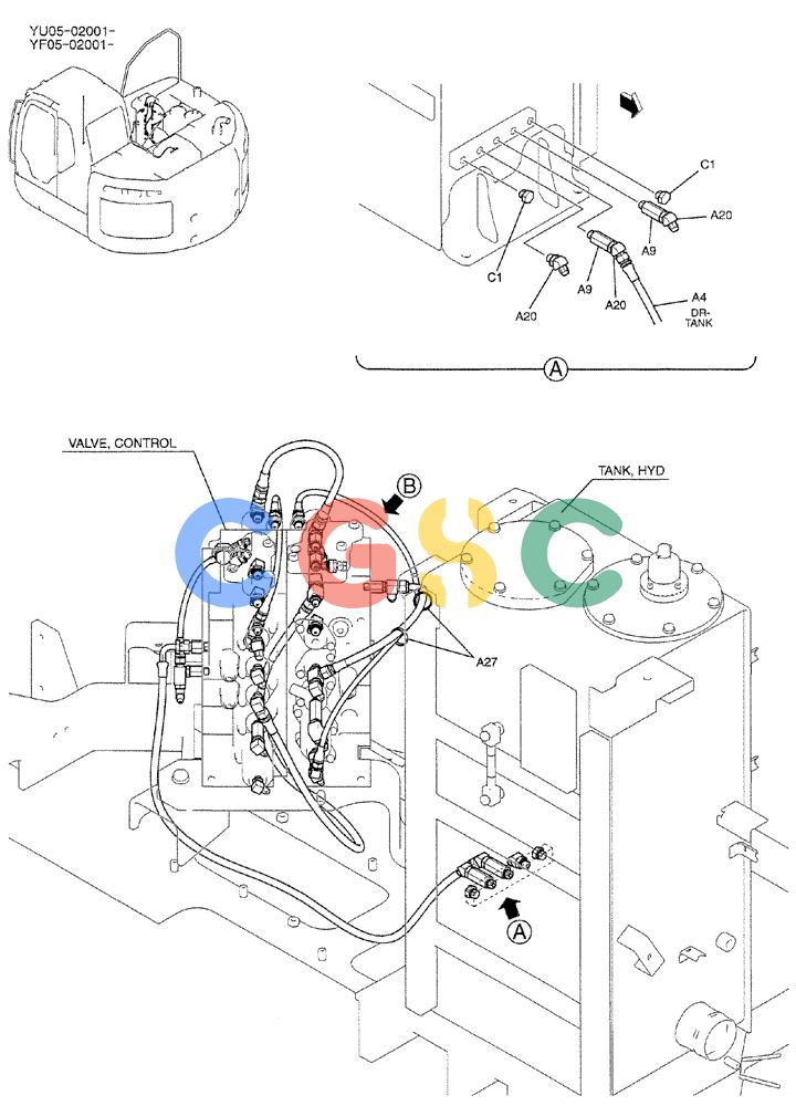 纽荷兰零件查询(E235BSRNLC) - CRAWLER EXCAVATOR ASN YU05-02001 (01-032[01]) - CONTROL LINES, MAIN New Holland Constructuion