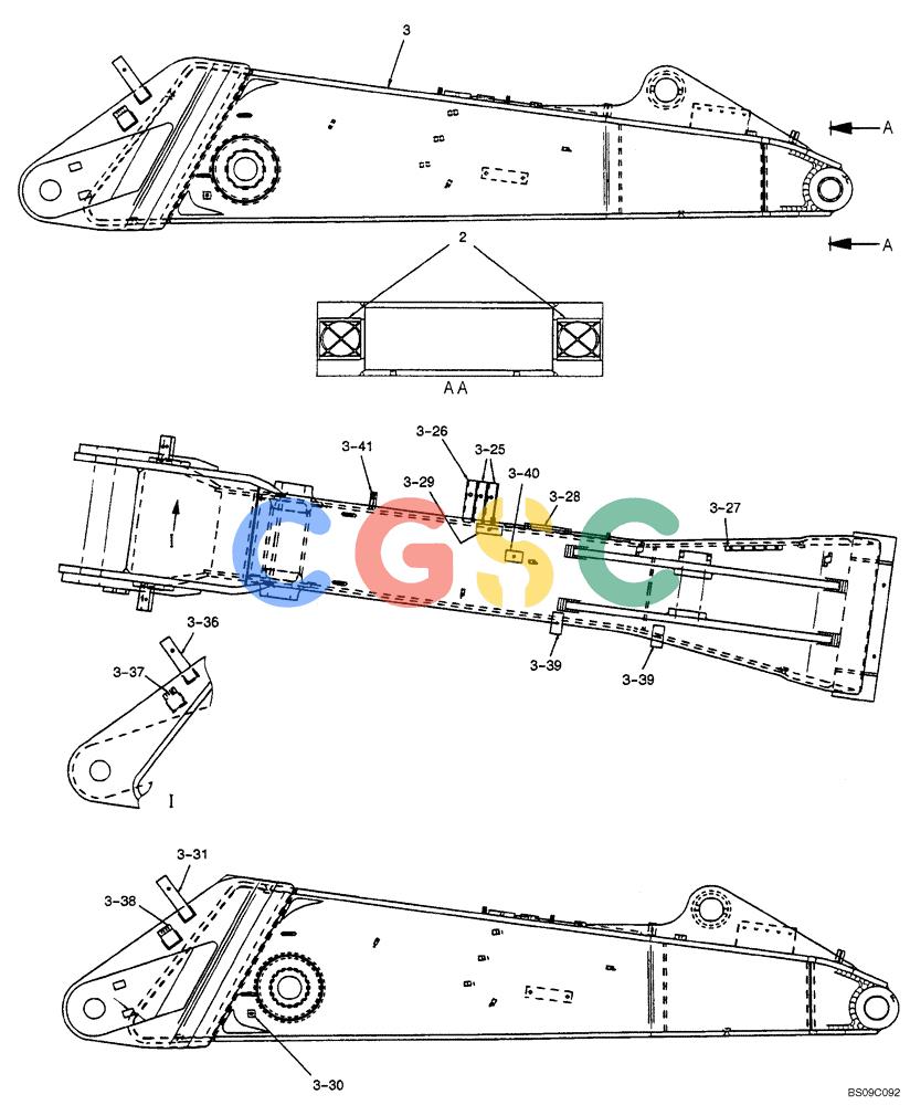 神钢零件查询(BOOM) - ATTACHMENT, (2-PIECE BOOM) SK135SR-1E, SK135SRLC-1E, SK135SRLC-1ES (11/01-12/10) (06-019[00]) - MAIN BOOM ASSEMBLY, (2-PIECE BOOM), (YY06B00005F2) Kobelco