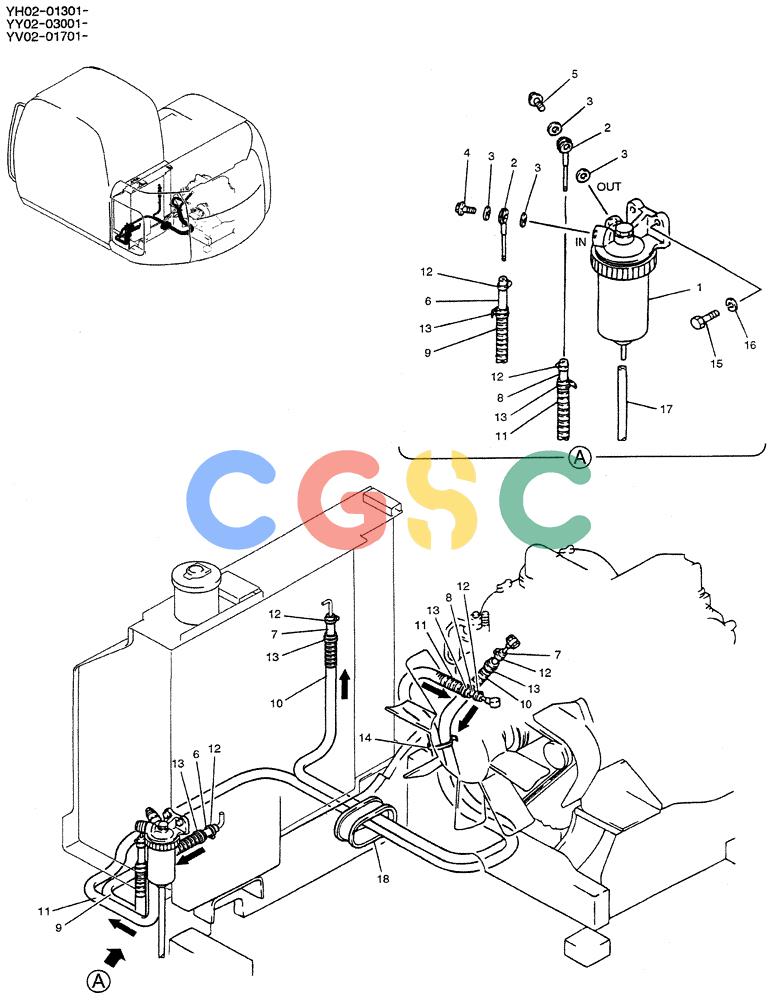 神钢零件查询(ED150-1E) - BLADE RUNNER EXCAVATOR/DOZER ASN YL05-00555 (11/03-12/04) (01-012) - FUEL LINES Kobelco