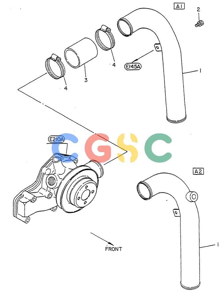 神钢零件查询(FD6(T)14) - NISSAN DIESEL ENGINE ASN 050001 - LK400 & LK500A (1/06-12/06) (06-003) - PUMP-WATER (FITTING PARTS) "INLET PIPE" Kobelco