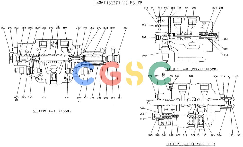 神钢零件查询(K907LC) - MARK II EXCAVATOR BTW YQ0101 - YQ0564 (1/87-12/03) (11-019[02]) - VALVE ASSY, CONTROL Kobelco