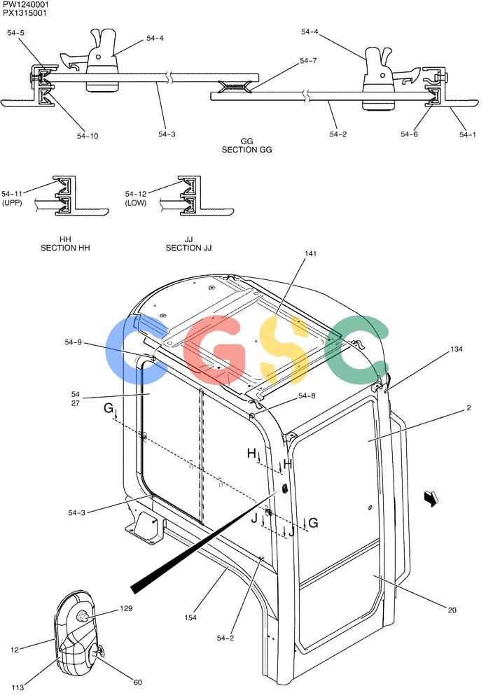 纽荷兰零件查询(E35SR) - COMPACT CRAWLER EXCAVATOR ASN PX13-15001 (N6TN61732) (NA) (1/06-) (05-012[02]) - CAB ASSY (COOLER) New Holland Constructuion