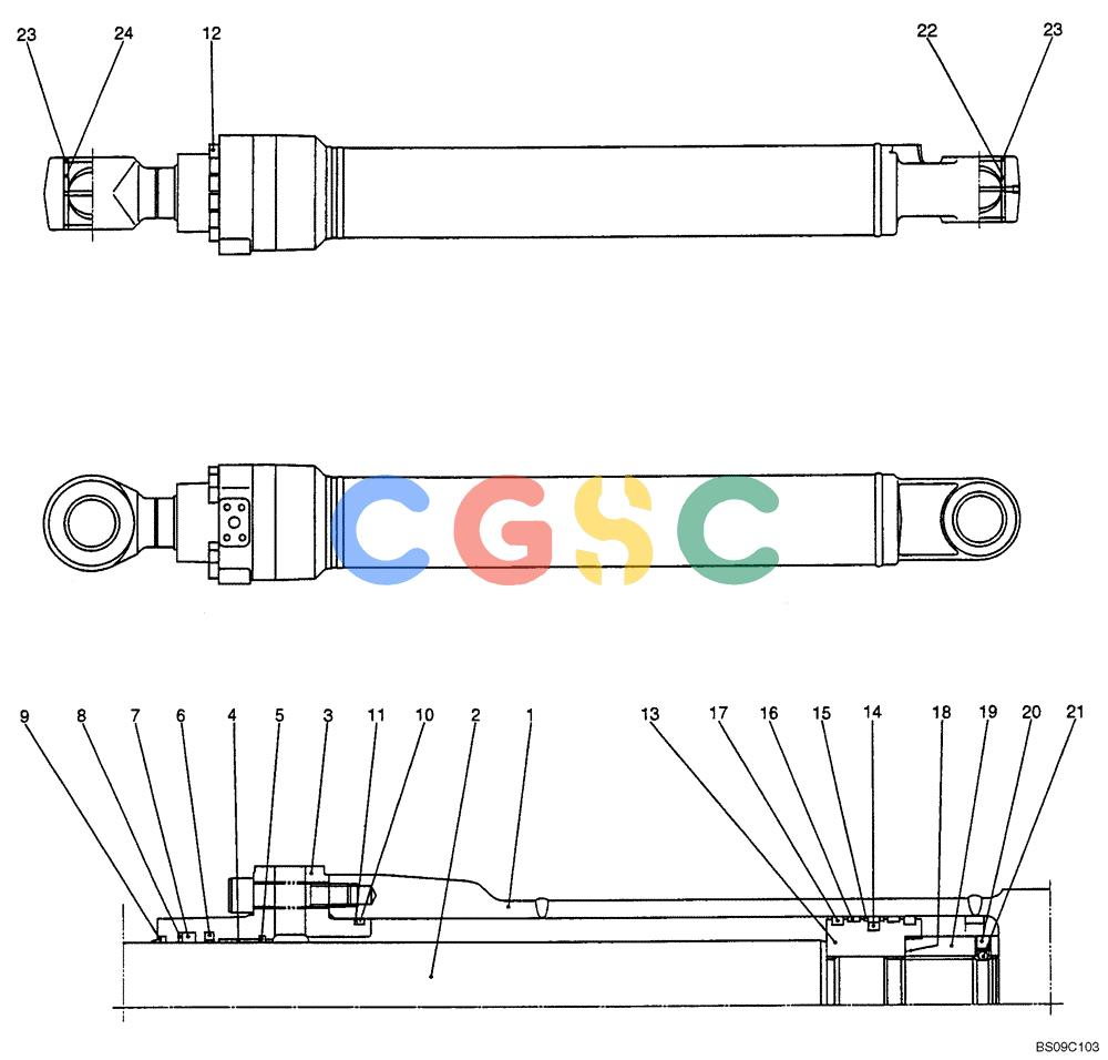 神钢零件查询(BOOM) - ATTACHMENT, (2-PIECE BOOM) SK135SR-1E, SK135SRLC-1E, SK135SRLC-1ES (11/01-12/10) (08-030[00]) - CYLINDER ASSEMBLY, (YY01V00018F1) Kobelco