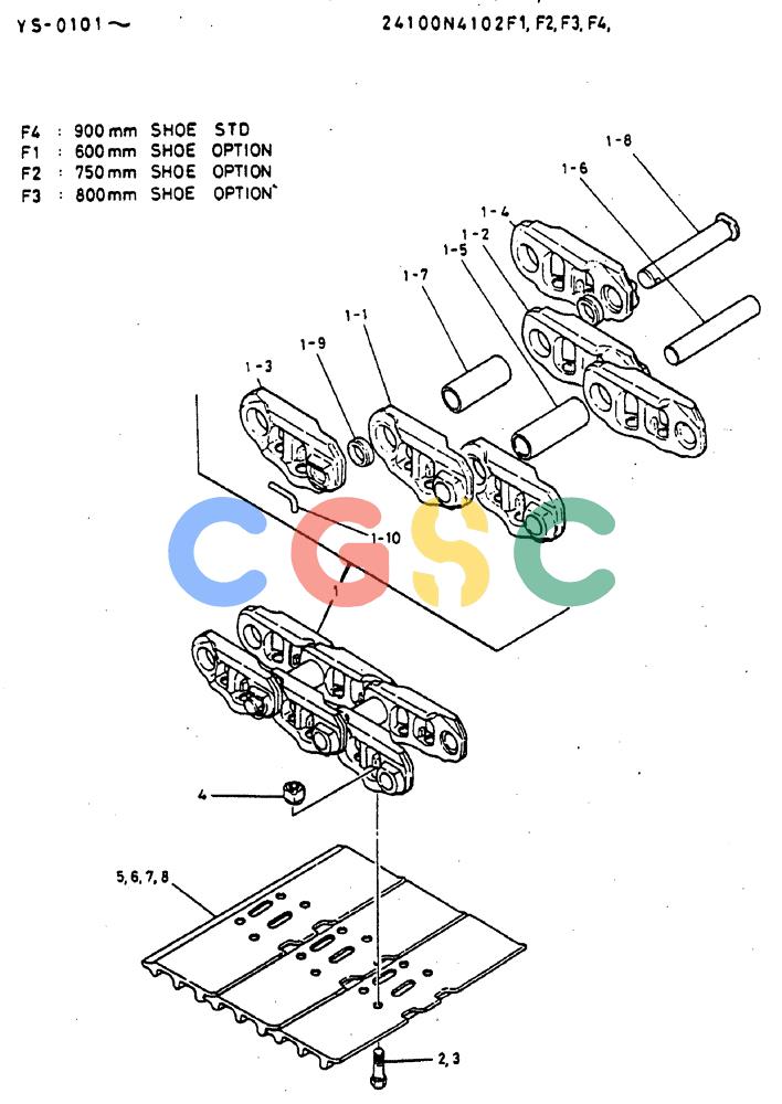 神钢零件查询(MD400LC) - EXCAVATOR BTW YS0101 - YS0200 (1/80-12/06) (06-011) - INSTAL, CRAWLER TRACK Kobelco
