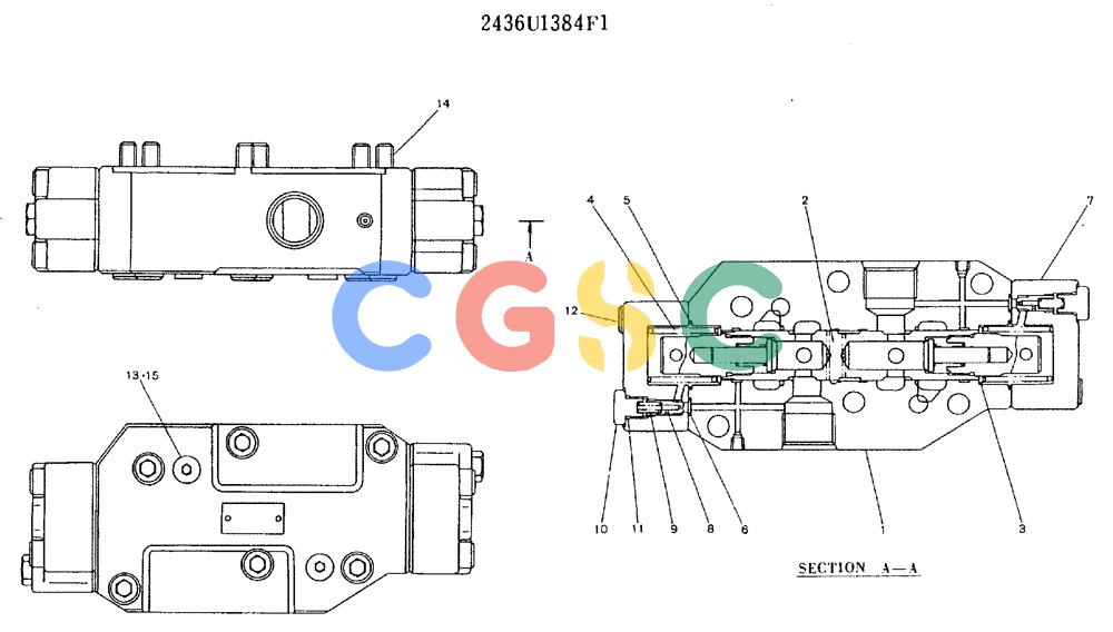 神钢零件查询(MD200BLC) - EXCAVATOR ASN YQU0001 (1/80-12/06) (11-015) - VALVE ASSY, BRAKE - 2436U1384F1 Kobelco
