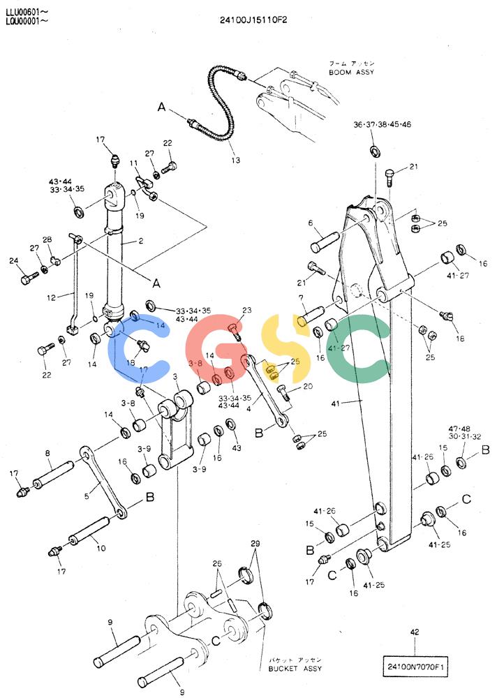 神钢零件查询(MD240C) - EXCAVATOR ASN LLU00601 (1/80-12/06) (10-001) - ARM ASSY, 3.66M (12FT) Kobelco
