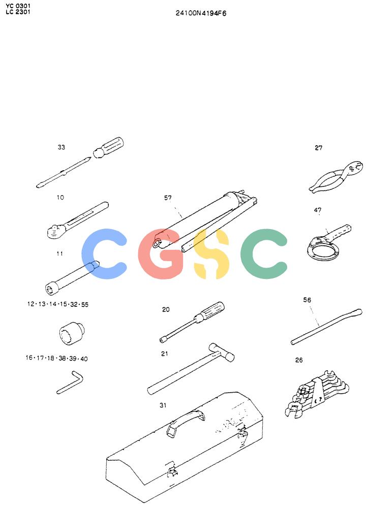神钢零件查询(K912LC) - MARK II EXCAVATOR ASN YC-0301 (1/88-12/03) (10-007) - TOOL ASSY Kobelco