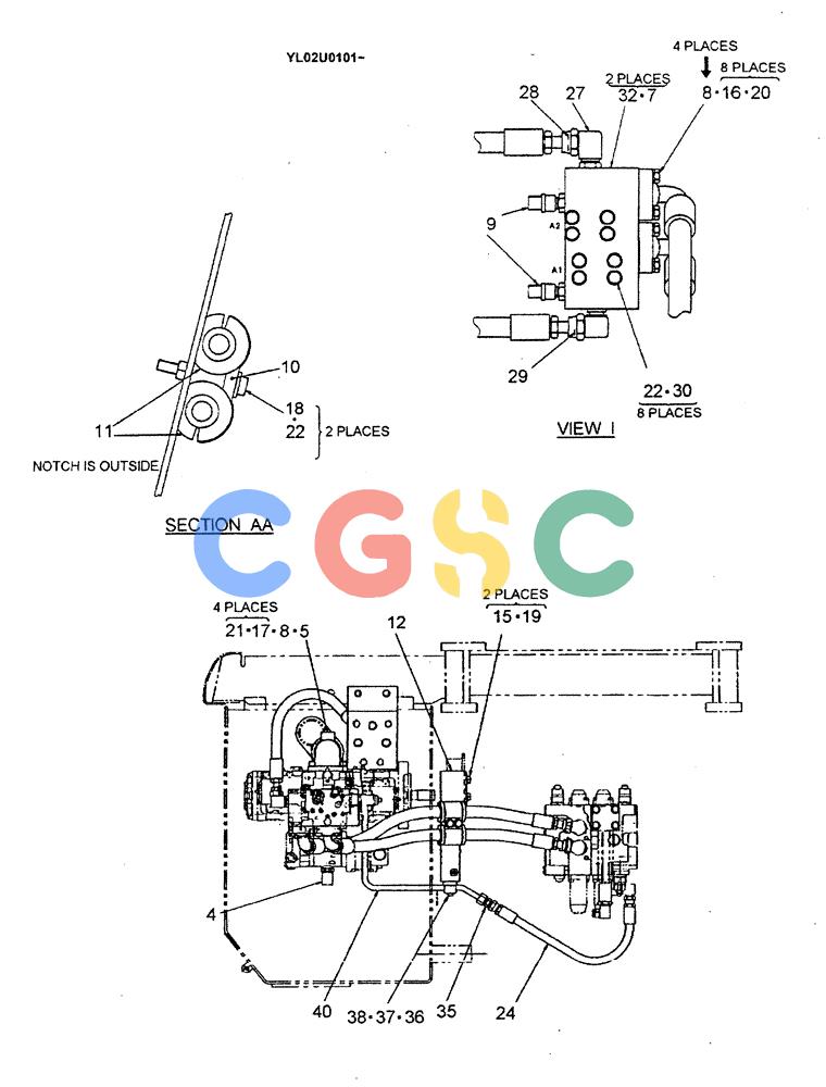 神钢零件查询(ED190LC) - BLADE RUNNER EXCAVATOR/DOZER BTW YL02U0101 - YL03U0135 (1/02-12/06) (01-019[02]) - HYD LINES UPP (SUCTION DELIVERY) Kobelco