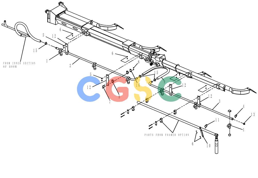 凯斯零件查询(810) - FLEX-AIR APPLICATOR - 2009 (9/09-12/11) (10-004) - BOOM PLUMBING, 2.5", LH, OUTER, 70' Case Agriculture