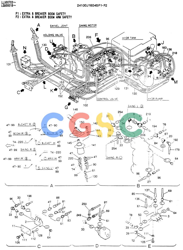 神钢零件查询(NIBBLER) - BREAKER & EXTRA ATTACHMENTS - SK220 ASN LQU0001 & SK200LC ASN LLU0601 (1/91-12/97) (02-003[01]) - REMOTE CONTROL ASSY (EXTRA & BREAKER) P/N 24100J16045 F1,F2 Kobelco