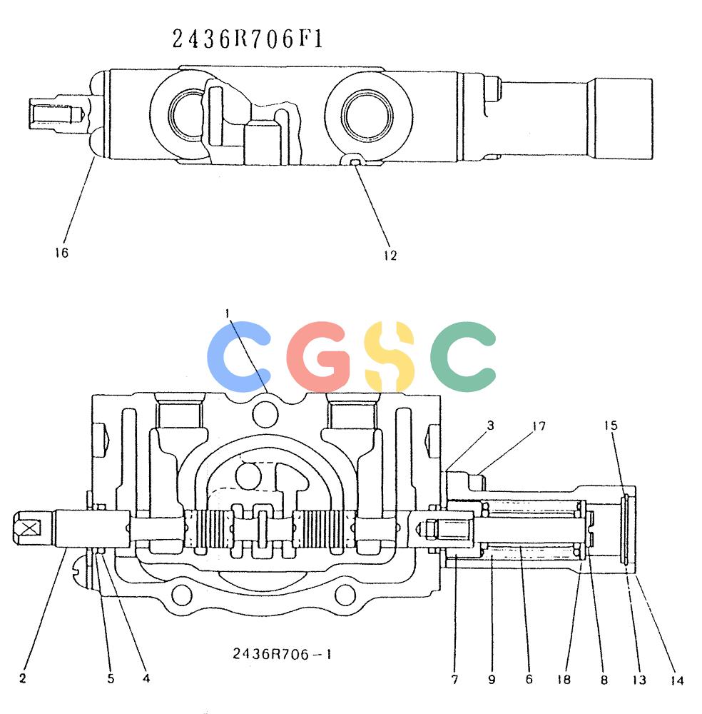 神钢零件查询(K903) - MARK II EXCAVATOR BTW LE6601 - LE7871 (1/88-12/03) (11-024) - SECTION ASSY, PLUNGER (P/N 2436R706F1) Kobelco