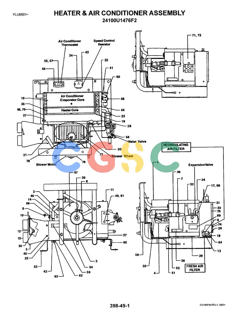 神钢零件查询(ED180) - BLADE RUNNER EXCAVATOR/DOZER ASN YLU0001 (1/99-12/01) (05-016) - HEATER & AIR CONDITIONER ASSEMBLY Kobelco