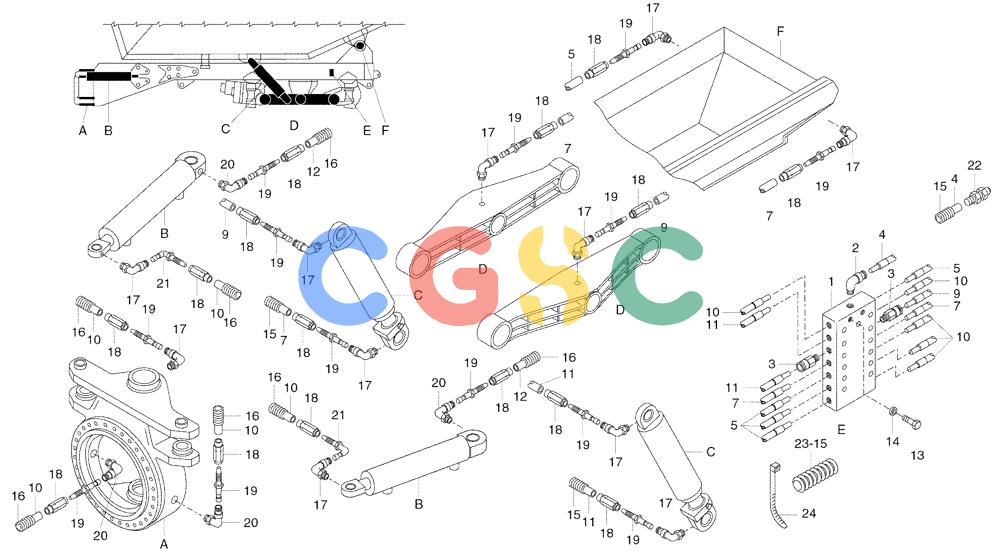 纽荷兰零件查询(AD300) - ARTICULATED DUMP TRUCK (1/01-) (6.758A[02A]) - CENTRALIZED LUBRICATION - REAR FRAME New Holland Constructuion