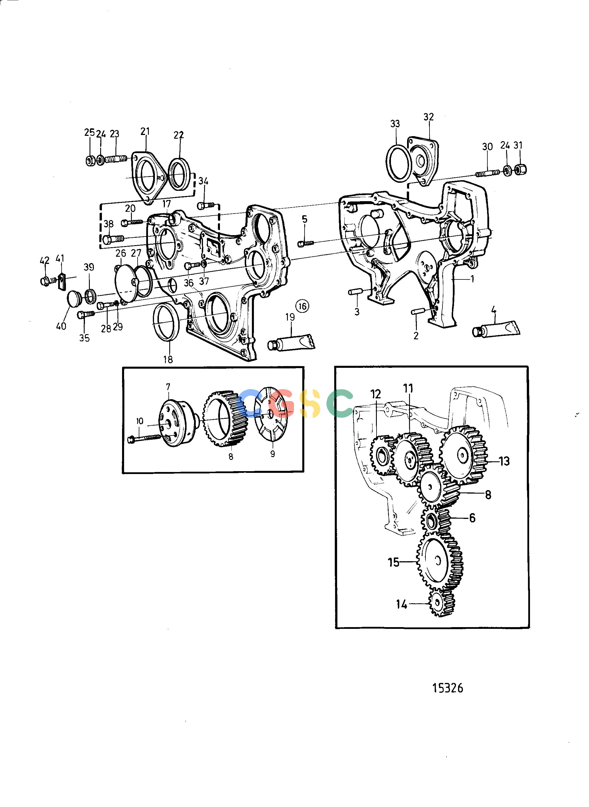 沃尔沃零件查询TAMD71A; TAMD72AEngineTiming Gear Housing: AEPC Volvo Penta Parts catalog
