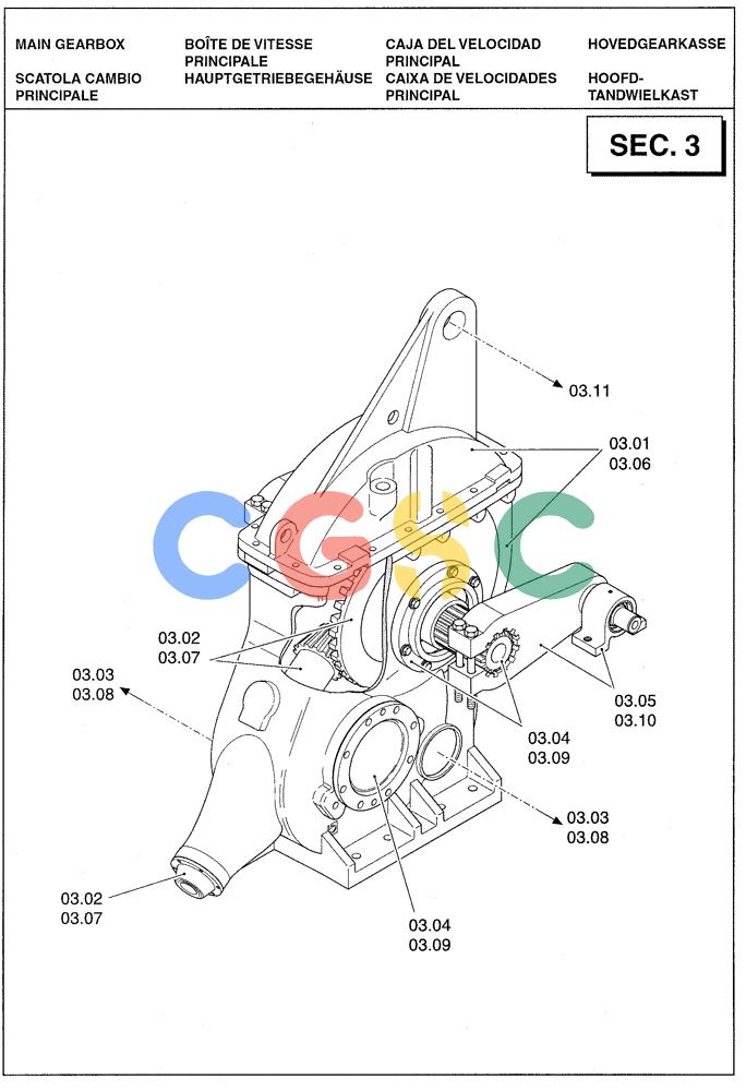 凯斯零件查询(LBX431S) - BIG RECTANGULAR BALER (6/01-12/03) (03.00[01]) - SECTION LIST 3 - MAIN GEARBOX Case Agriculture