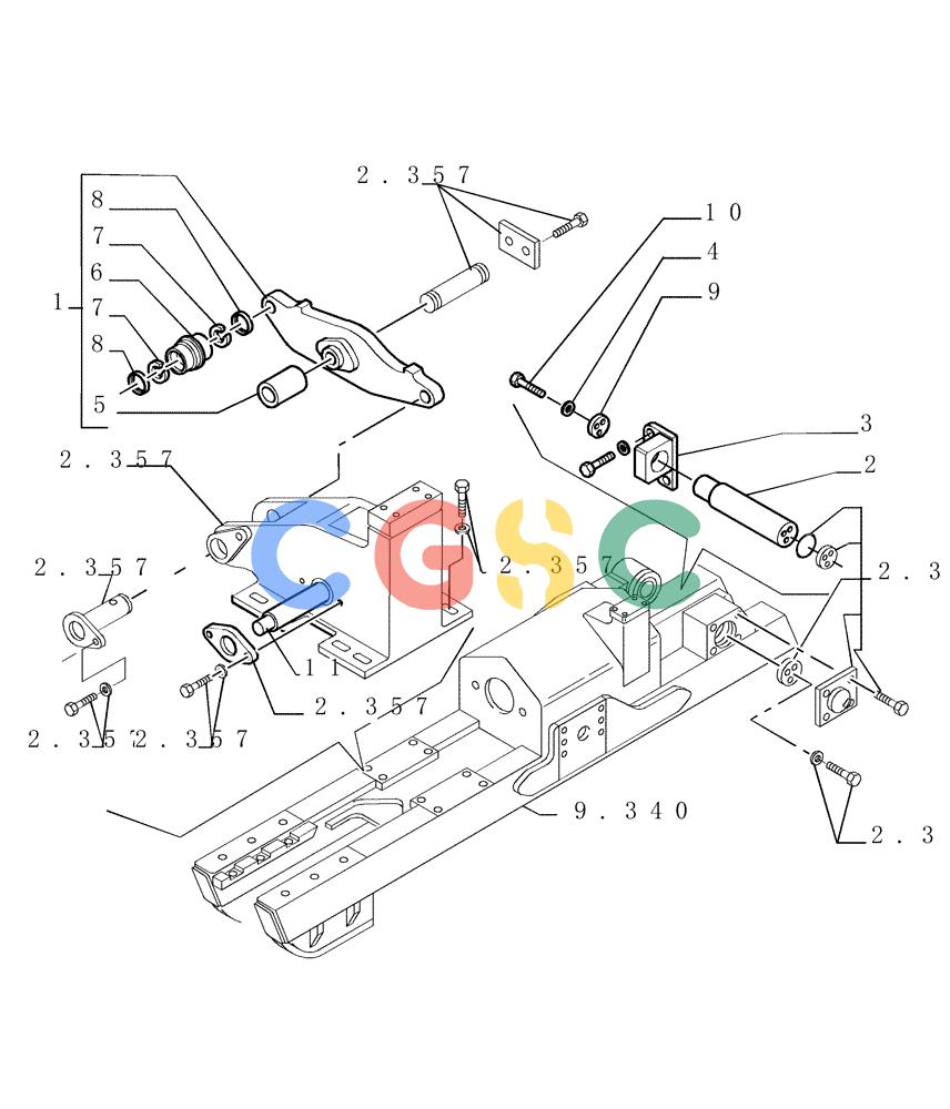 纽荷兰零件查询(DC150PS) - CRAWLER DOZER (9.340[04]) - TRACK FRAME - 7 ROLLERS - OPTIONAL CODE 76075252 New Holland Constructuion