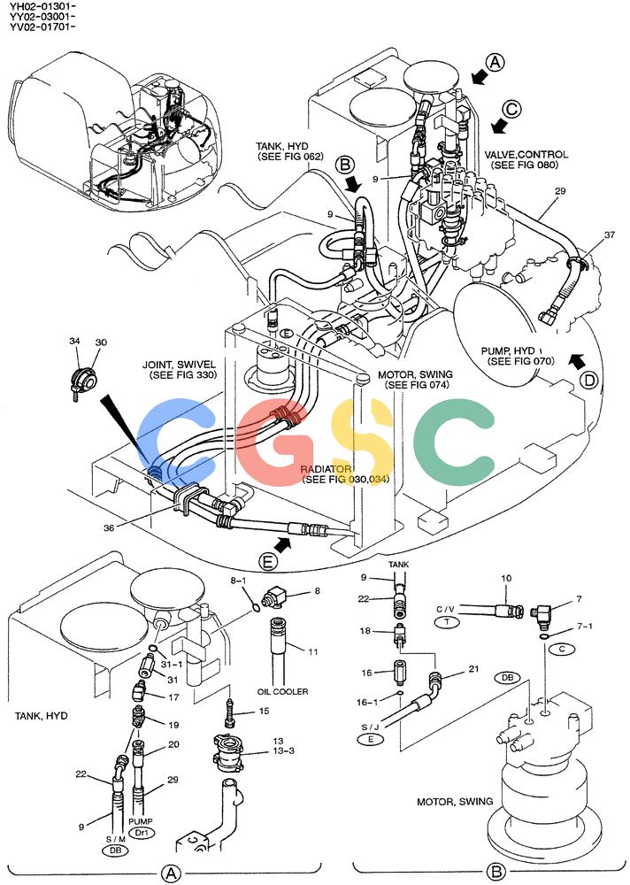 神钢零件查询(ED150-1E) - BLADE RUNNER EXCAVATOR/DOZER ASN YL05-00555 (11/03-12/04) (01-021[01]) - HYD, UPP (RETURN) Kobelco