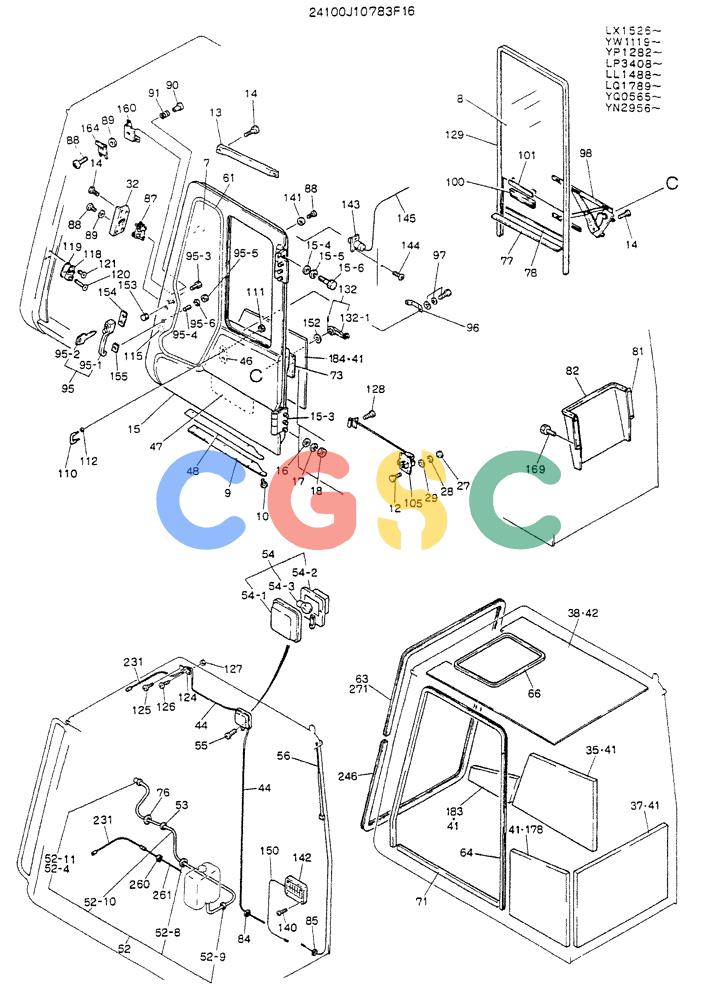 神钢零件查询(K907LC) - MARK II EXCAVATOR ASN YQ0565 (GLOBAL) (1/87-12/03) (02-004[02]) - CAB ASSY (24100J10783F16) Kobelco