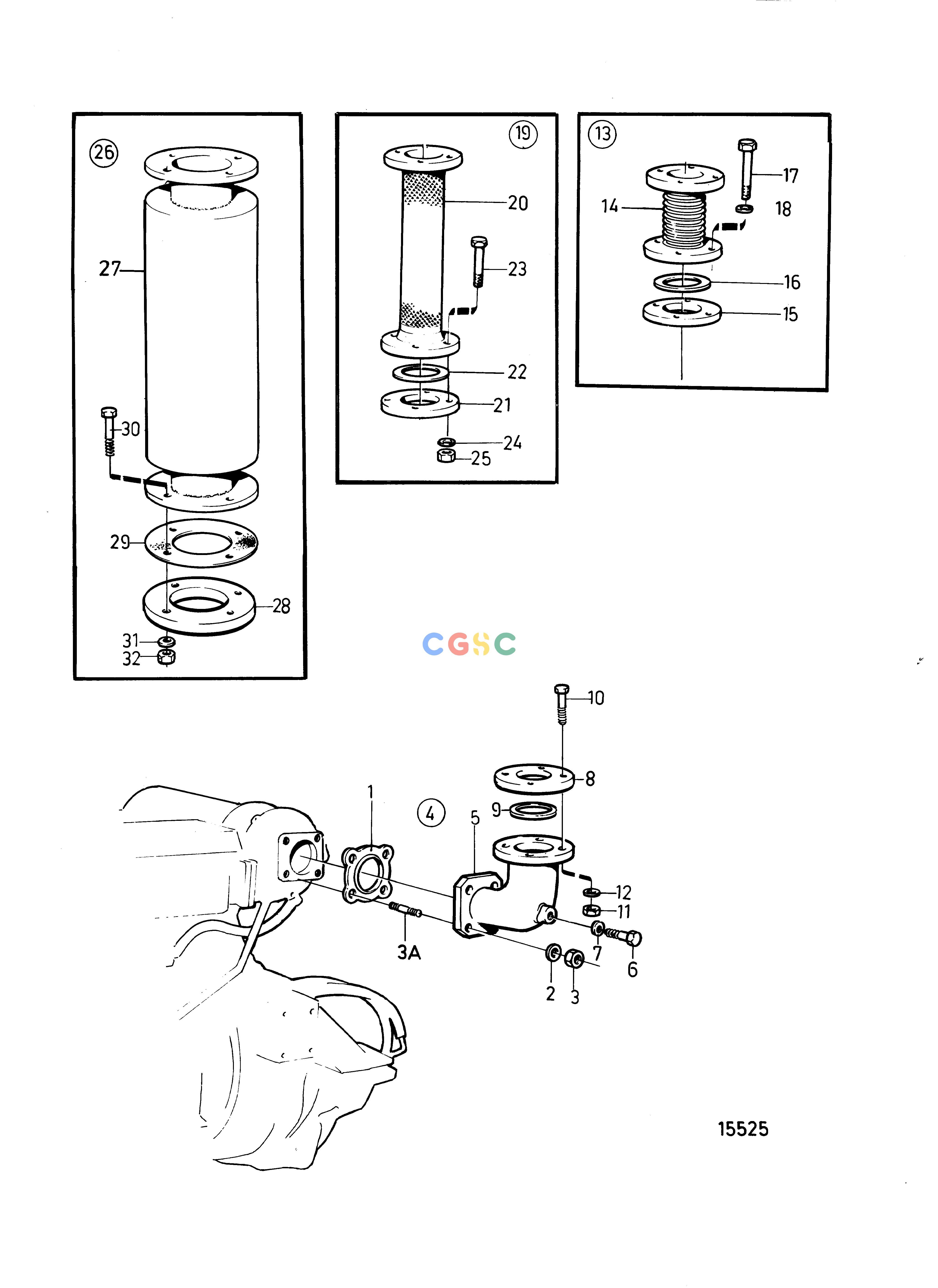 沃尔沃零件查询TAMD71B; TAMD73P-A; TAMD73WJ-AIntake and Exhaust SystemDry Exhaust Line 4''(102mm)EPC Volvo Penta Parts catalog