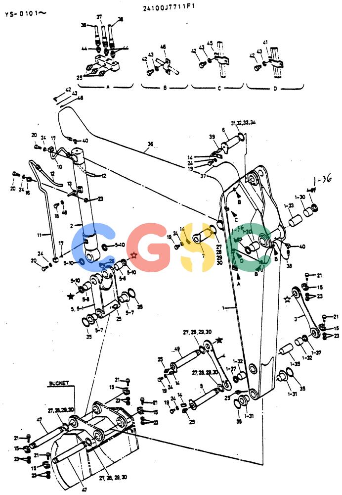 神钢零件查询(MD400LC) - EXCAVATOR BTW YS0101 - YS0200 (1/80-12/06) (07-002) - ARM ASSY, 11'-22" Kobelco