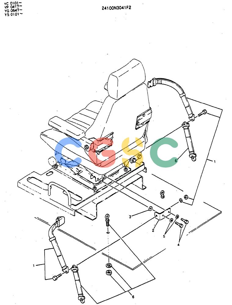 神钢零件查询(MD400LC) - EXCAVATOR BTW YS0101 - YS0200 (1/80-12/06) (08-006) - BELT ASSY, SEAT Kobelco