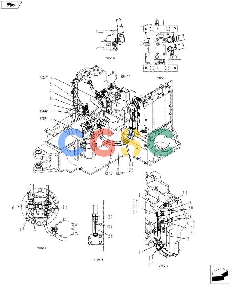纽荷兰零件查询(E80BMSR) - COMPACT CRAWLER EXCAVATOR ASN LF06-04501 (NBTA18037) (01-025[01]) - HYDRAULIC LINES, RETURN New Holland Constructuion