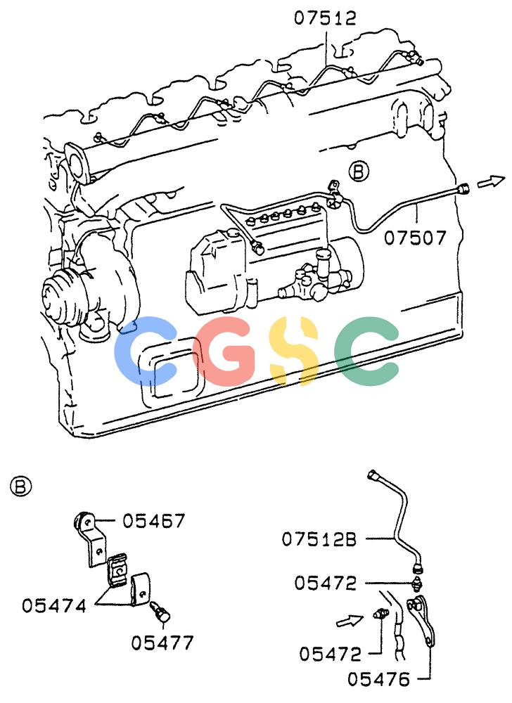 神钢零件查询(6D22-TC) - MITSUBISHI DIESL ENGINE - SK EXCAVATORS (1/06-12/06) (03-009[02]) - FUEL RETURN HOSE Kobelco