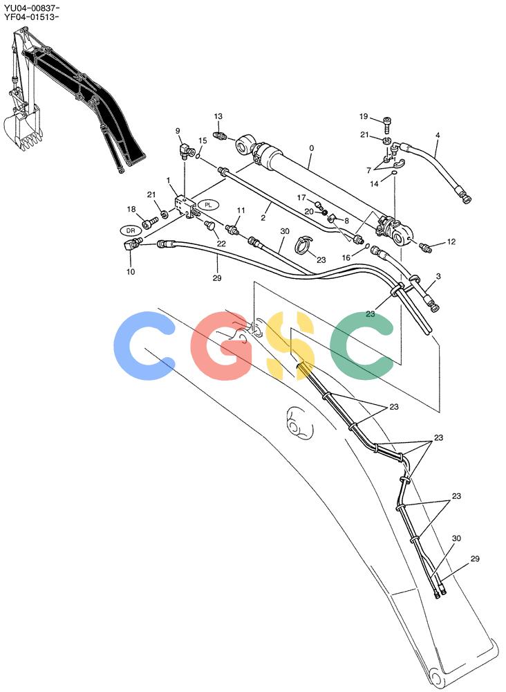 纽荷兰零件查询(E235SRLC) - CRAWLER EXCAVATOR BTW YU04-00837 - YU04-01417 (05-009) - HYD LINES, CYLINDER (ARM SAFETY) New Holland Constructuion