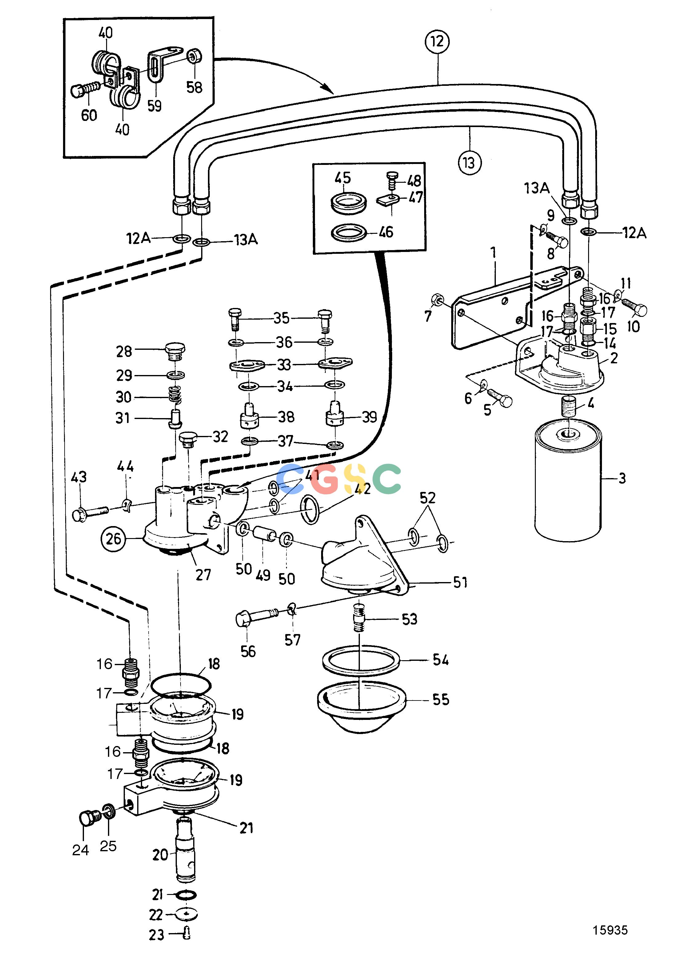 沃尔沃零件查询TAMD72P-A; TAMD72WJ-ALubricating SystemOil Filter Housing and Oil FilterEPC Volvo Penta Parts catalog