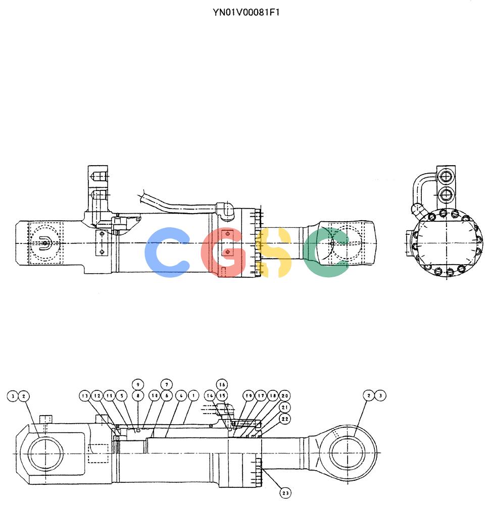 神钢零件查询(DOZER) - ATTACHMENT - SK235SR-1E, SK235SRNLC-1E, & SK235SRNLC-1ES (1/03-12/03) (04-002) - CYLINDER ASSY, DOZER (L.H) Kobelco