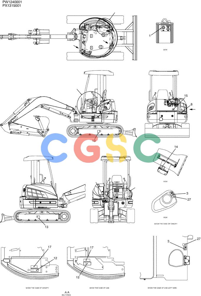 纽荷兰零件查询(E35SR) - COMPACT CRAWLER EXCAVATOR ASN PX13-15001 (N6TN61732) (NA) (1/06-) (06-001[01]) - NAME PLATE INSTAL, P/N PW22T00083F1 New Holland Constructuion