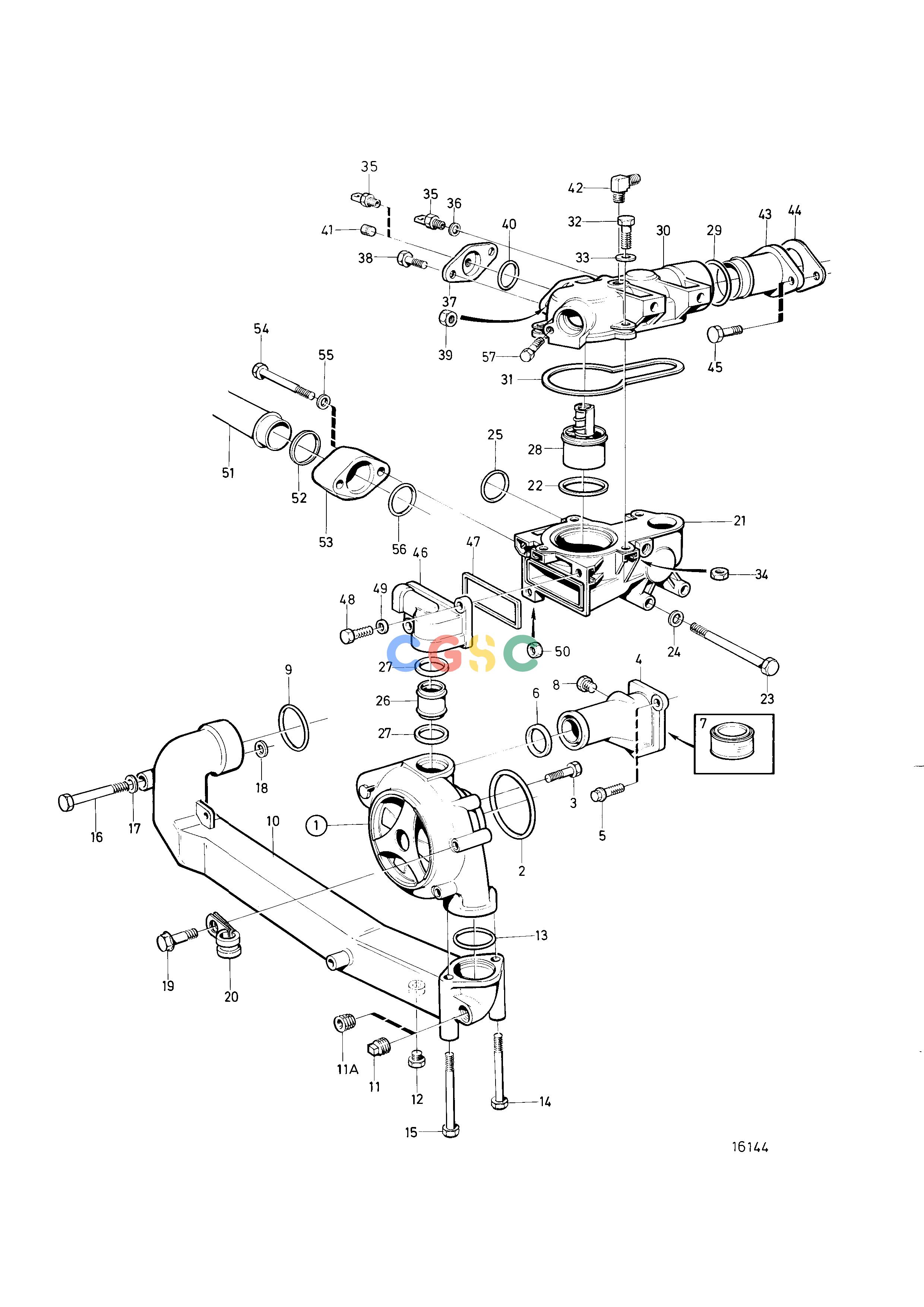 沃尔沃零件查询TAMD72P-A; TAMD72WJ-ACooling SystemWater Pump and Thermostat Housing: BEPC Volvo Penta Parts catalog