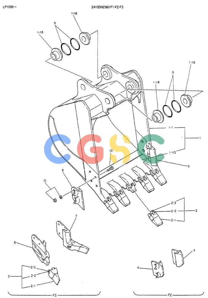 神钢零件查询(K905LC) - EXCAVATOR BTW YP0115 - YP0301 (1/85-12/03) (07-015) - BUCKET ASSY, H.D. Kobelco