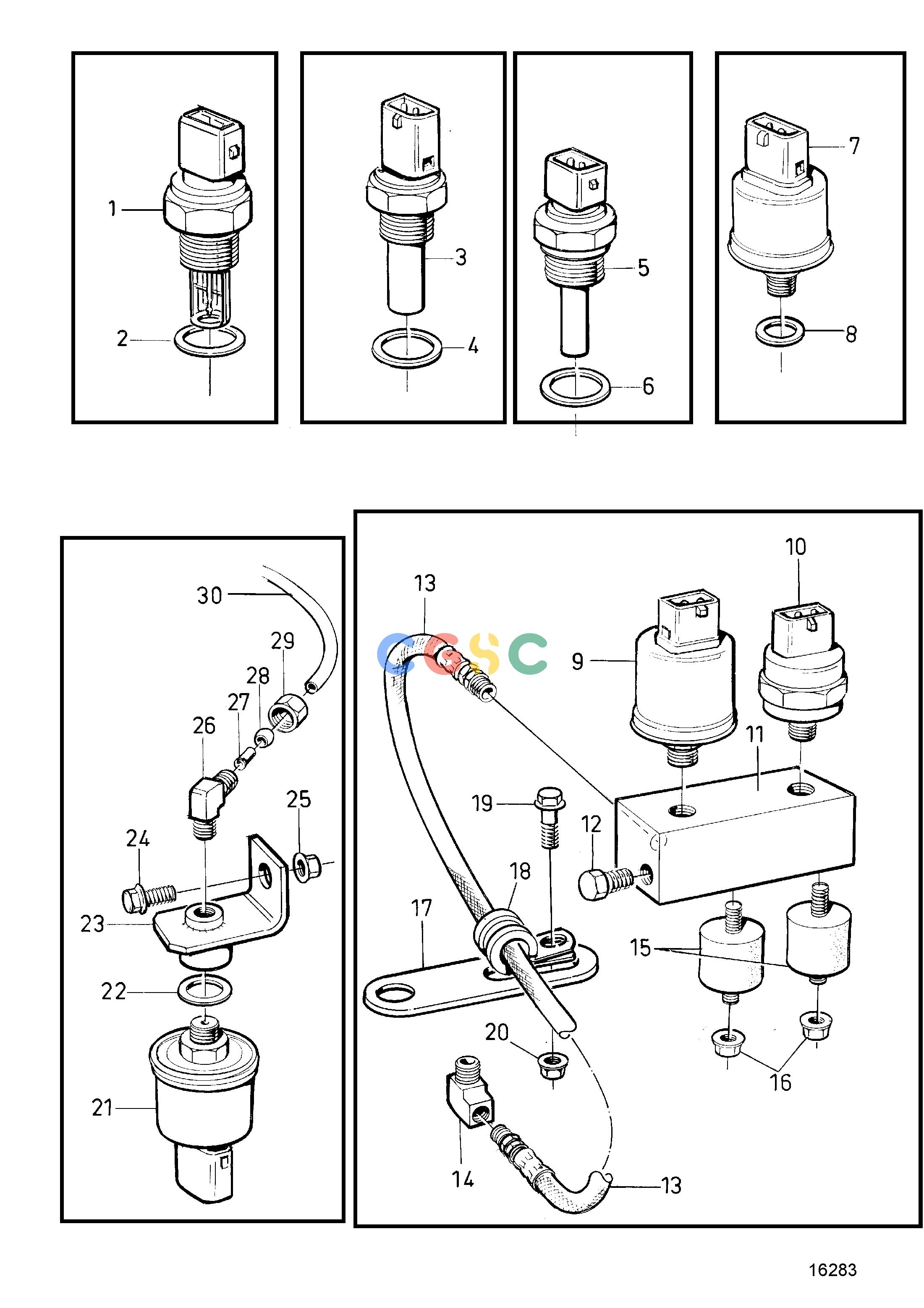 沃尔沃零件查询TAMD72P-A; TAMD72WJ-AElectrical SystemContacts and SensorsEPC Volvo Penta Parts catalog