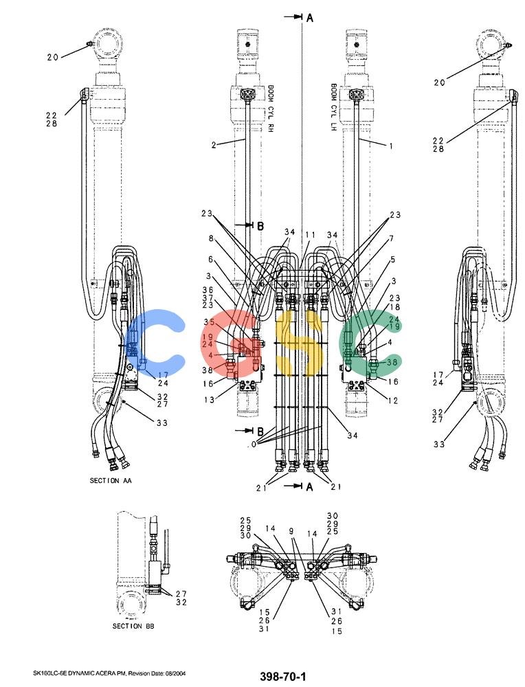 神钢零件查询(SK160LC-6E) - DYNAMIC ACERA EXCAVATOR 08/2004 ASN YM03U0523 (8/04-12/07) (03-007) - BOOM HYDRAULIC LINES 5.2M (17ft 1IN) BOOM CYLS.HYDRAULIC LINES (BOOM & ARM SAFETY) Kobelco