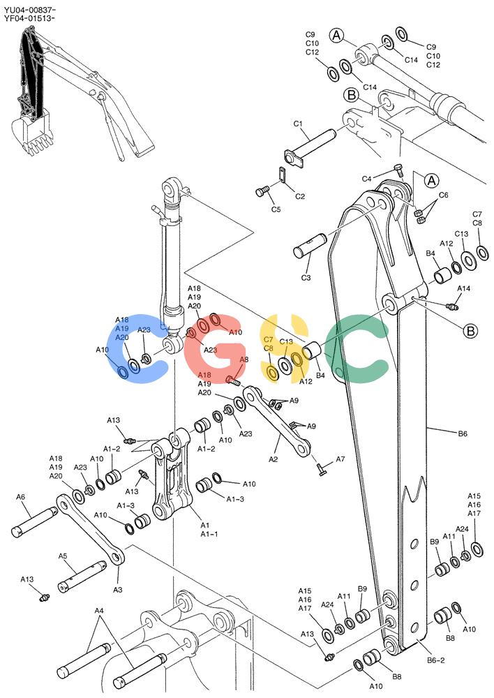 纽荷兰零件查询(E235SRLC) - CRAWLER EXCAVATOR BTW YU04-00837 - YU04-01417 (05-010) - ARM ASSY, LONG 3.33M New Holland Constructuion