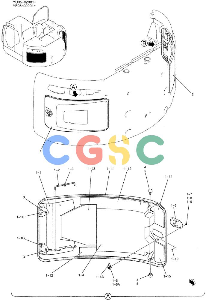 纽荷兰零件查询(E235BSRNLC) - CRAWLER EXCAVATOR ASN YU05-02001 (01-055[01]) - GUARD INSTAL, P/N YF21C00024F1 New Holland Constructuion