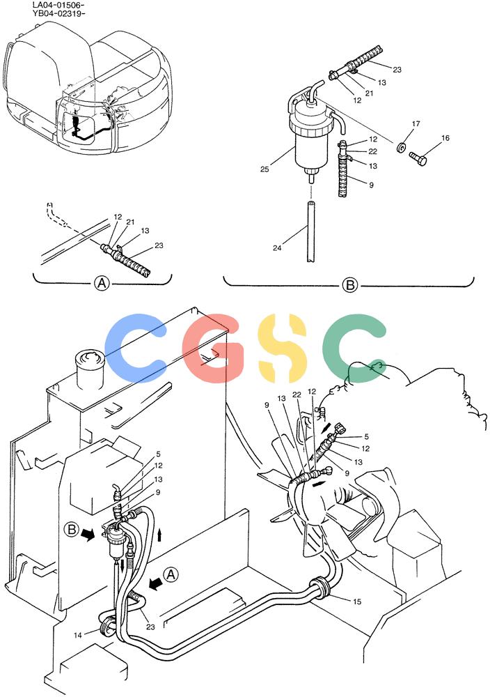 纽荷兰零件查询(E200SRLC) - CRAWLER EXCAVATOR BTW LA04-01506 - LA04-01625 (01-012) - FUEL LINES New Holland Constructuion